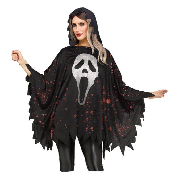 Fun World Other - Womens Adult SCREAM Mask Glittery Hooded Poncho Halloween Costume OSFM movie NWT